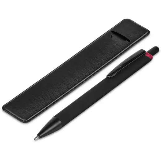 Shine Through Ball Pen In Pouch Red